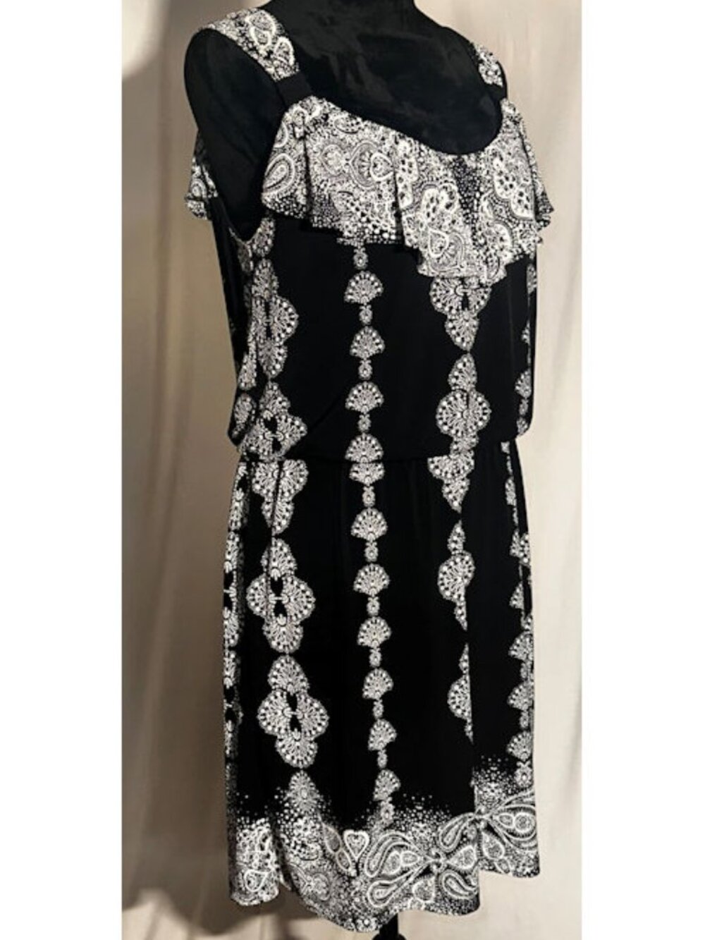 Style & Co Black and White Sundress with Ruffle, Small